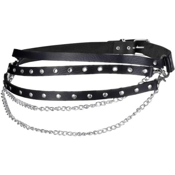 Punk Belts O-Rings Chains Goth Rock Steampunk Style Garters Strap for Women - Picture 3 of 6